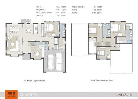 Floor plan for 4 beds, 3.5 baths, 2619 sqft
